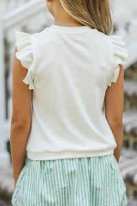 Girls: Certain Joy Cream Cable Knit Top