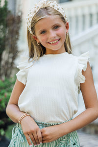 Girls: Certain Joy Cream Cable Knit Top