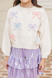 Girls: The Alyson Light Blue Bow Cardigan