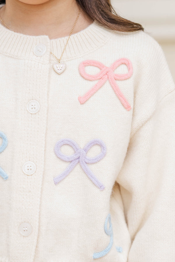 Girls: The Alyson Light Blue Bow Cardigan