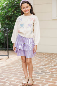 Girls: The Alyson Light Blue Bow Cardigan