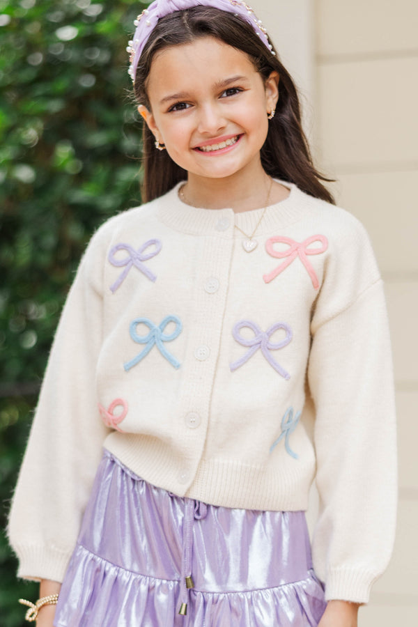 Girls: The Alyson Light Blue Bow Cardigan
