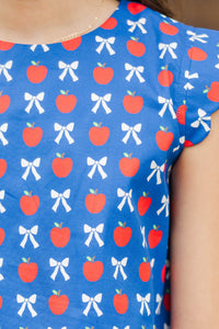 Girls: The Anya Blue Apples & Bows Scalloped Set