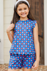 Girls: The Anya Blue Apples & Bows Scalloped Set