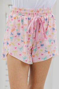 Girls: The Terri Pink Bow Print Shorts - 3