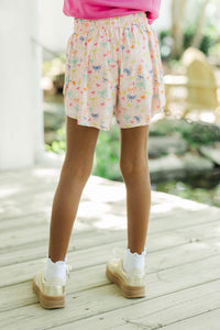 Girls: The Terri Pink Bow Print Shorts - 3