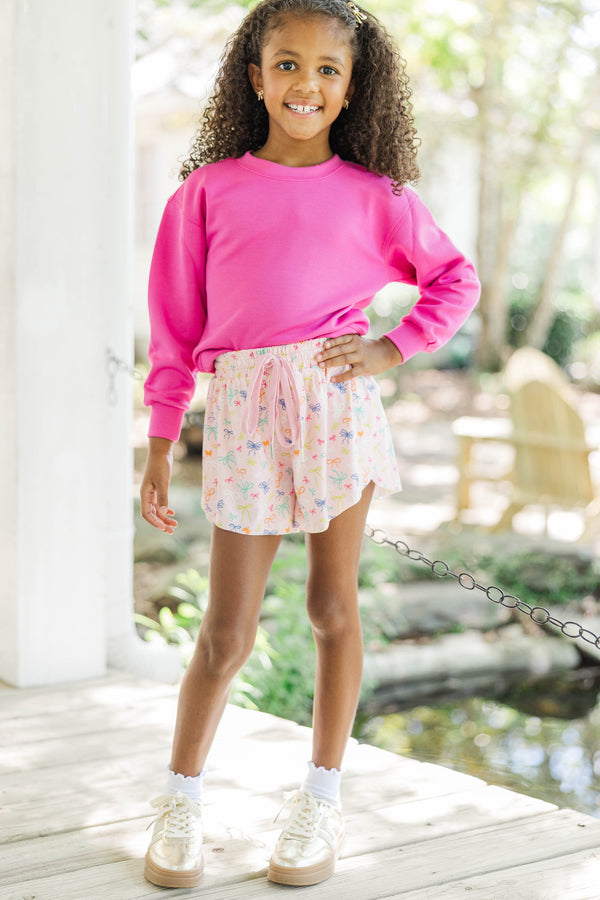 Girls: The Terri Pink Bow Print Shorts - 3
