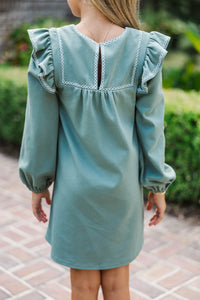 Girls: See It Through Olive Pima Cotton Babydoll Dress