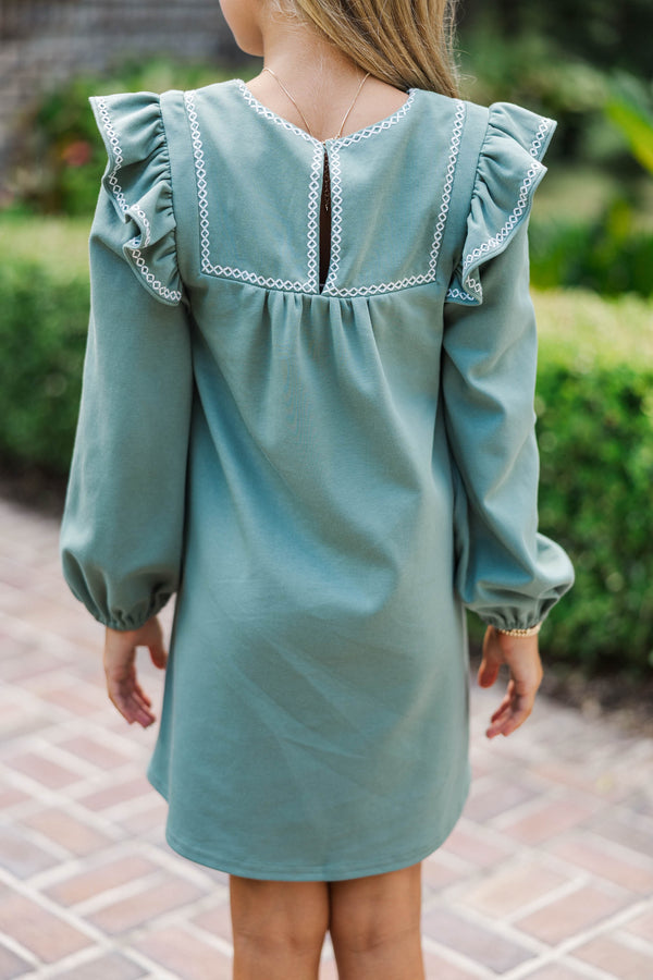 Girls: See It Through Olive Pima Cotton Babydoll Dress