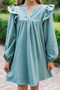 Girls: See It Through Olive Pima Cotton Babydoll Dress