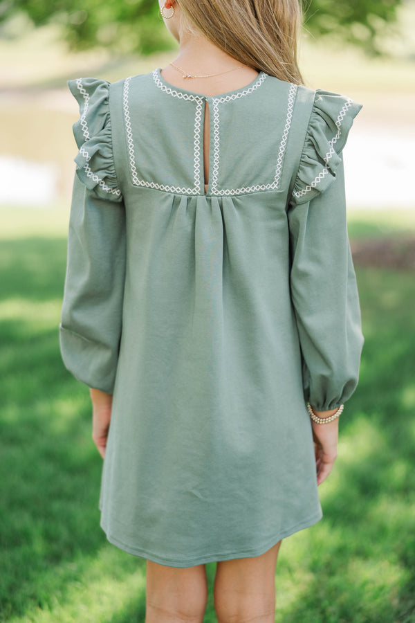Girls: See It Through Olive Pima Cotton Babydoll Dress