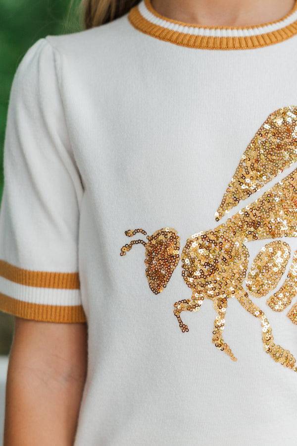 Girls: Stay In Character White and Gold Hornets Sweater