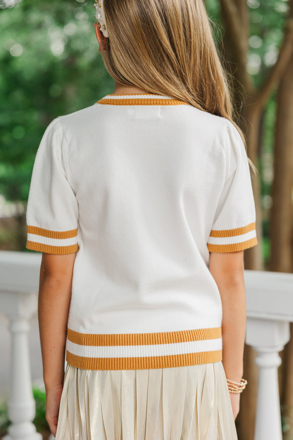 Girls: Stay In Character White and Gold Hornets Sweater