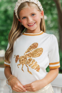 Girls: Stay In Character White and Gold Hornets Sweater