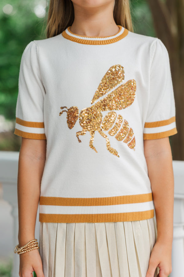 Girls: Stay In Character White and Gold Hornets Sweater