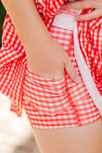 Girls: The Sadie Red Gingham Skort