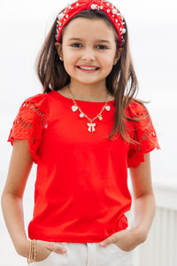 Girls: The Luna Red Eyelet Top