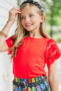 Girls: The Luna Red Eyelet Top