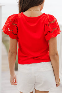 Girls: The Luna Red Eyelet Top