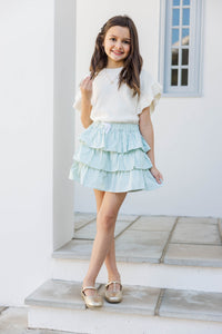 Girls: The Tatum Sage Striped Skort