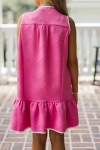Girls: The Rosalie Pink Textured Dress