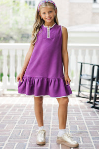 Girls: The Rosalie Plum Textured Dress