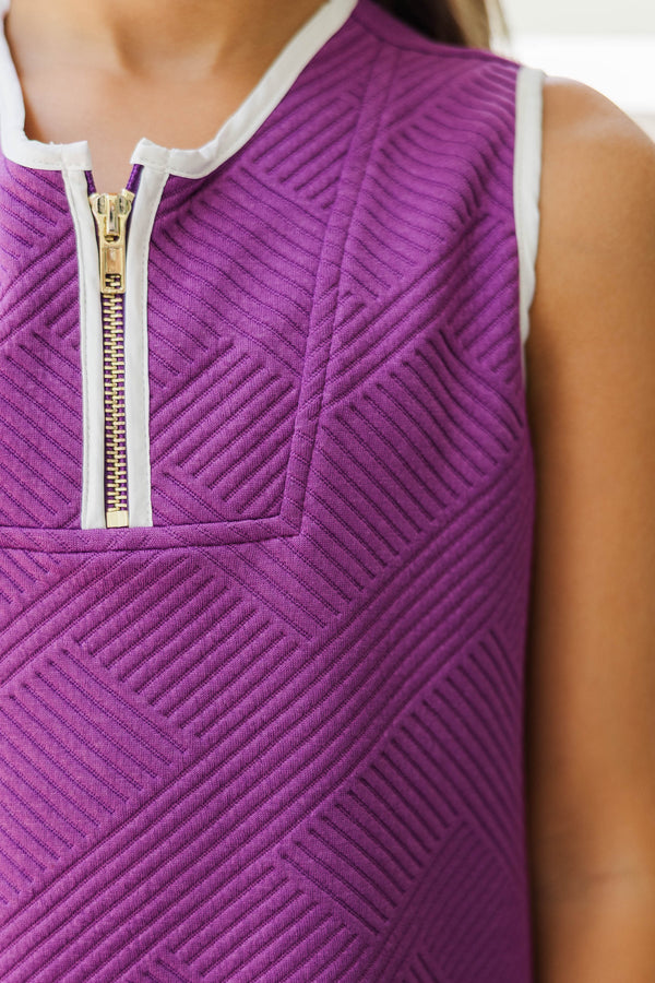 Girls: The Rosalie Plum Textured Dress