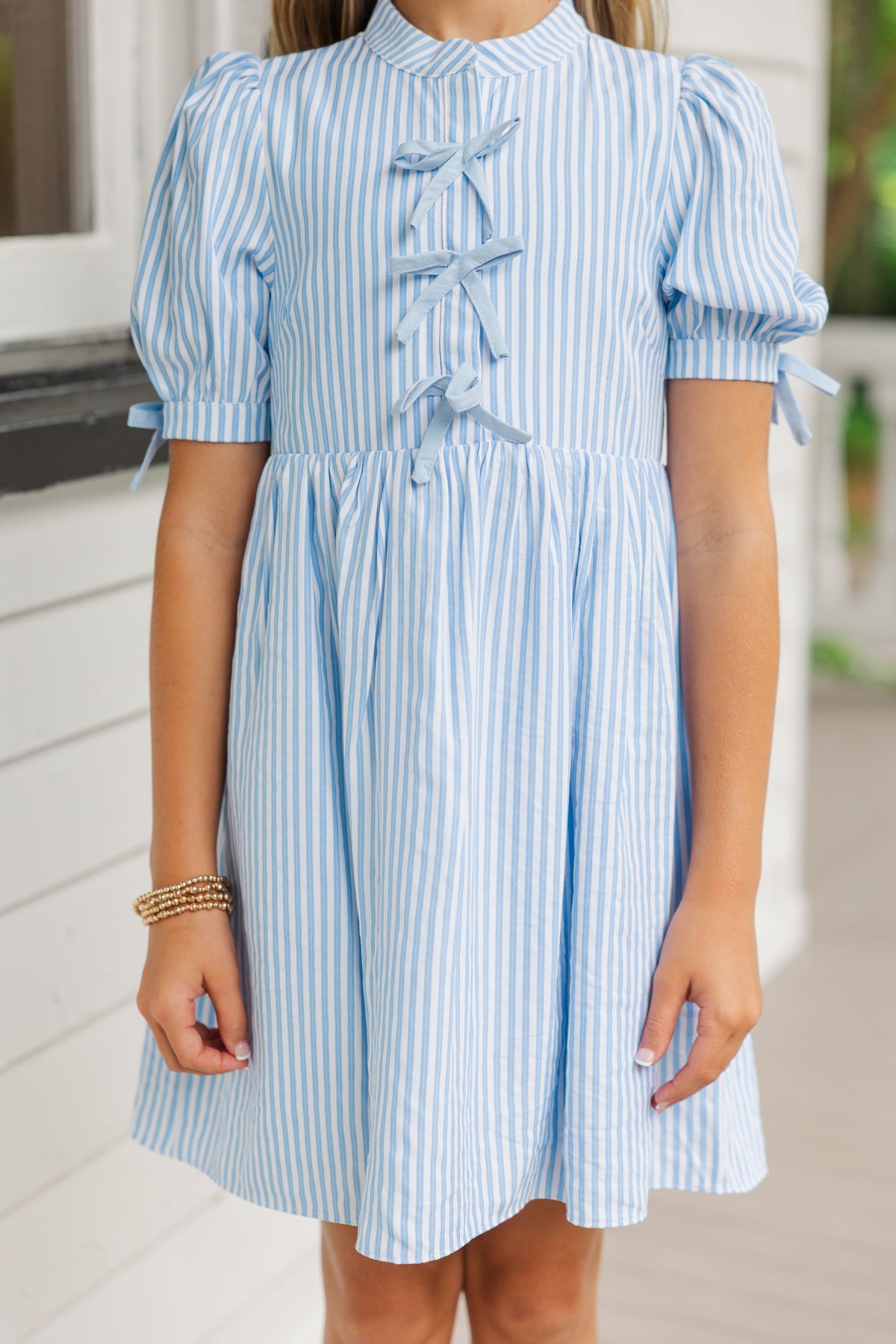 Girls: The Audrey Light Blue Striped Dress – Shop the Mint