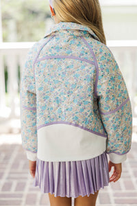 Girls: Always Direct Blue Ditsy Floral Quilted Pullover