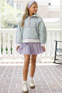 Girls: Always Direct Blue Ditsy Floral Quilted Pullover