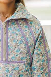 Girls: Always Direct Blue Ditsy Floral Quilted Pullover