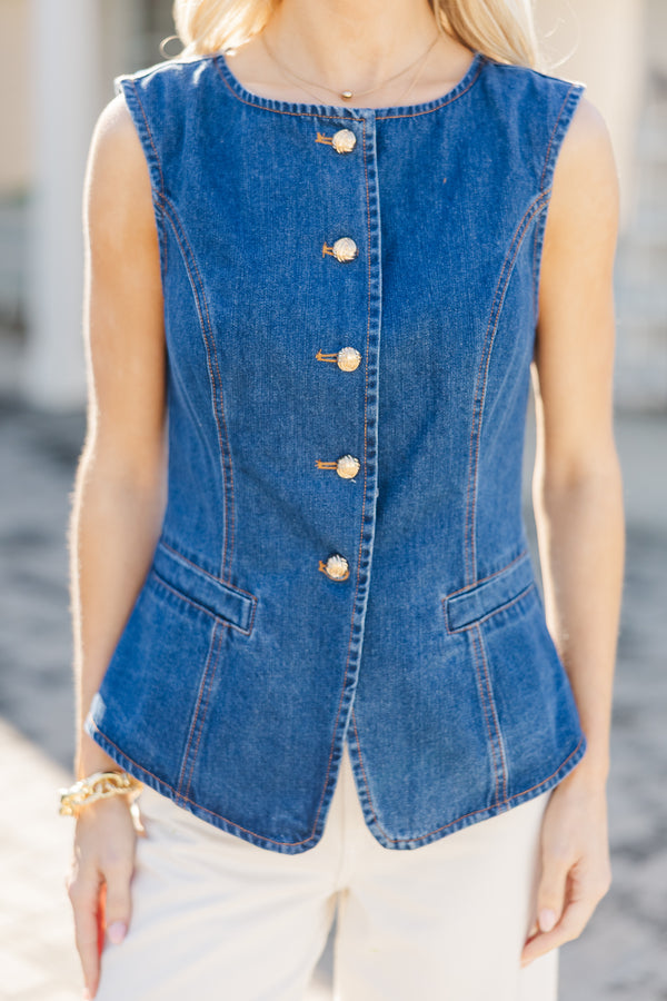 One Day At Time Indigo Blue Tank