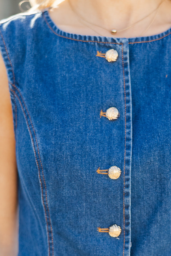 One Day At Time Indigo Blue Tank