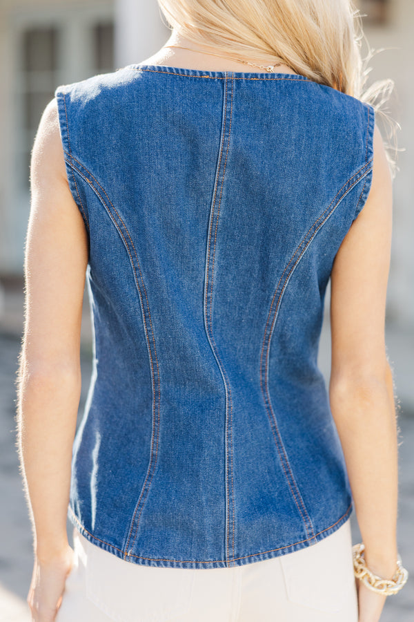 One Day At Time Indigo Blue Tank