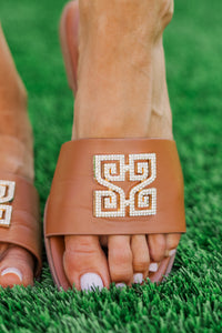 Simply Stunning Tan Slide Sandals