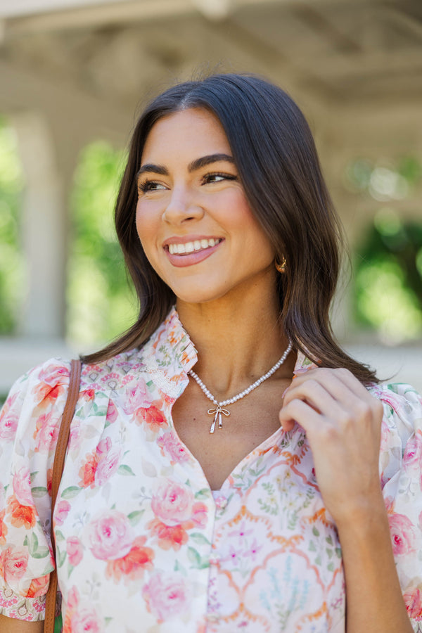 Pearl Bow Necklace