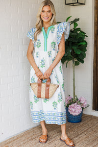 Love In Your Heart White Floral Medallion Midi Dress