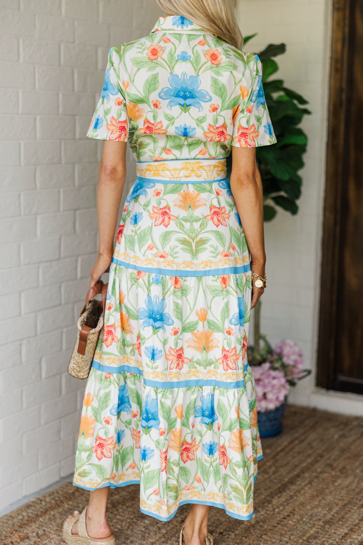 Tropez Floral Reversible Flared Midi Dress