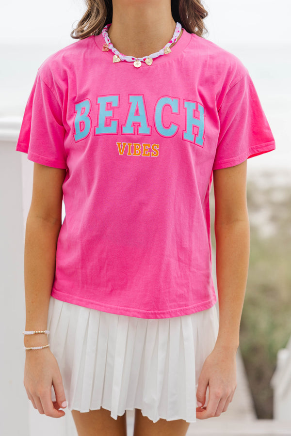 Girls: Beach Vibes Fuchsia Graphic Tee