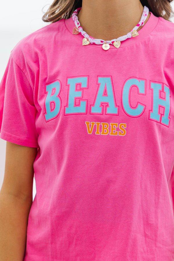 Girls: Beach Vibes Fuchsia Graphic Tee
