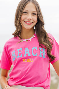 Girls: Beach Vibes Fuchsia Graphic Tee