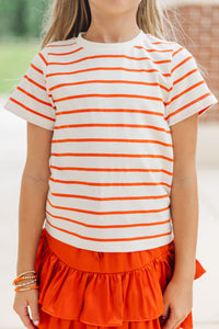 Girls: Lucky You Orange & White Striped Tee