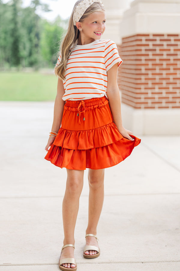 Girls: Lucky You Orange & White Striped Tee