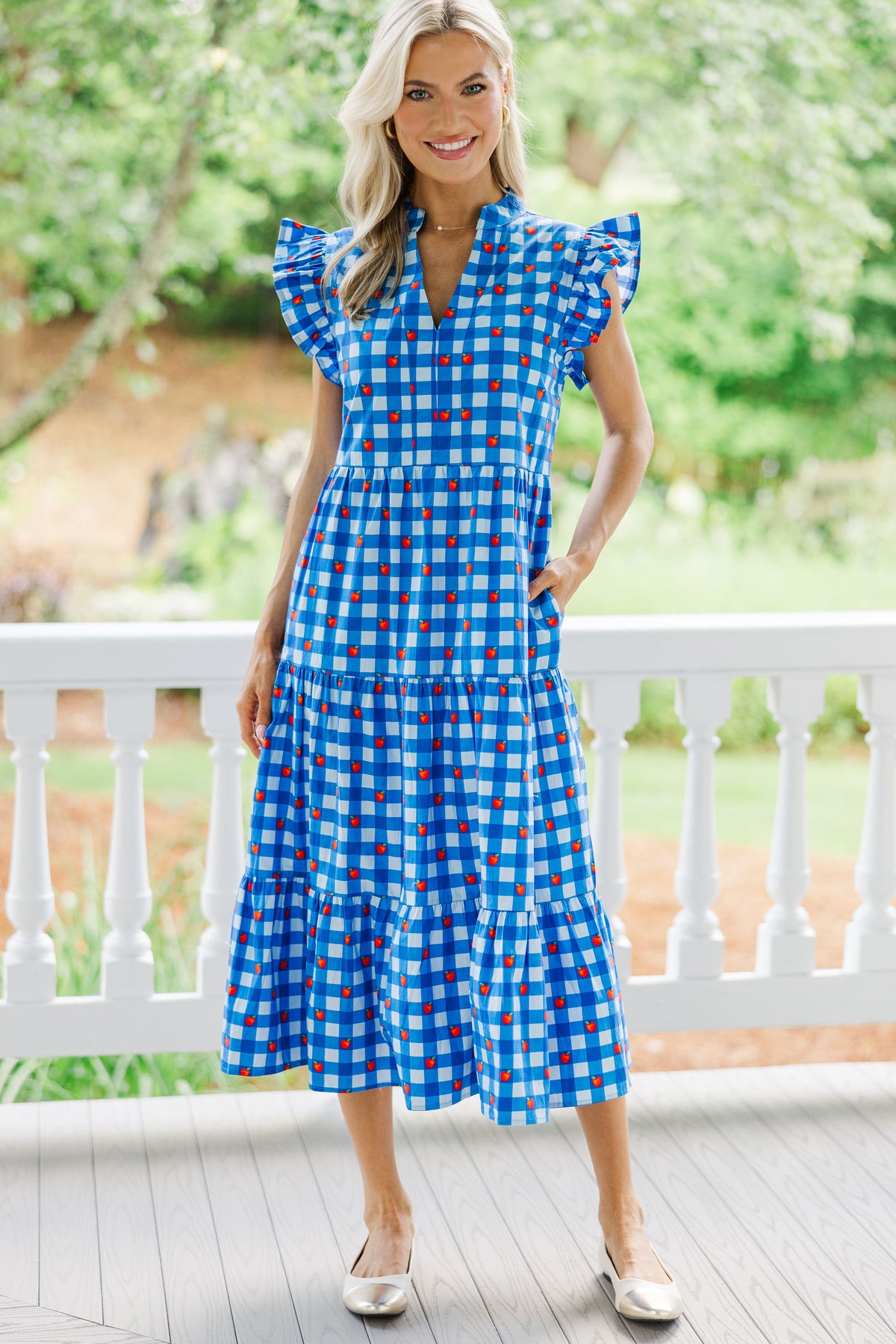 Created Beauty Blue Apple Gingham Midi Dress Shop the Mint Created Beauty Blue Apple Gingham Midi Dress Shop the Mint