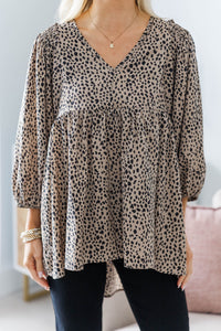 NURSING COLLECTION: All So Nice Brown Spotted Tunic