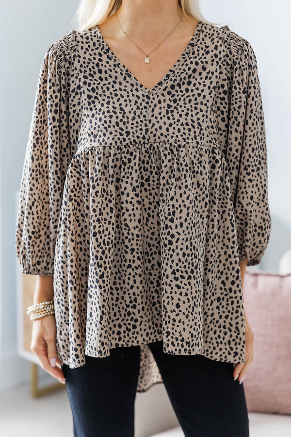 NURSING COLLECTION: All So Nice Brown Spotted Tunic