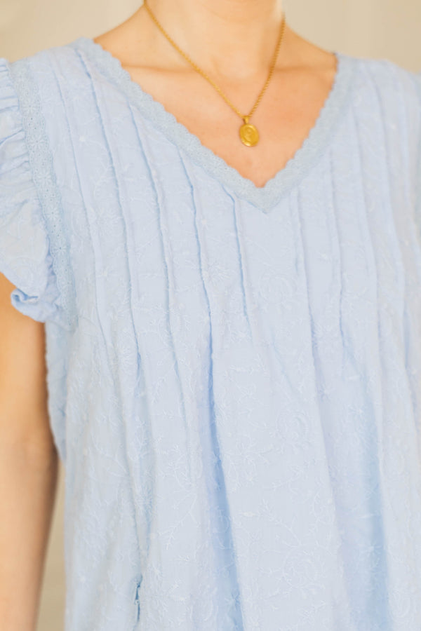 NURSING COLLECTION: Tell Your Story Light Blue Textured Dress