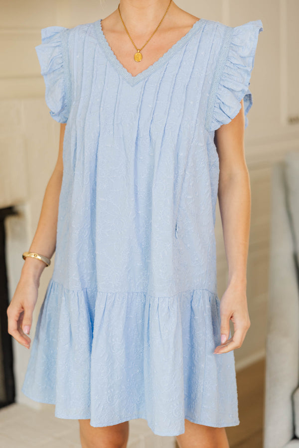 NURSING COLLECTION: Tell Your Story Light Blue Textured Dress