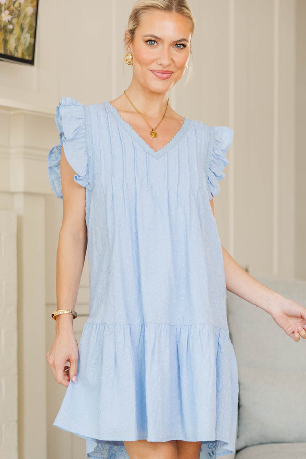 NURSING COLLECTION: Tell Your Story Light Blue Textured Dress