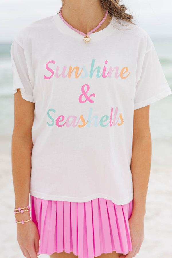Girls: Just Sunshine & Seashells White Graphic Tee